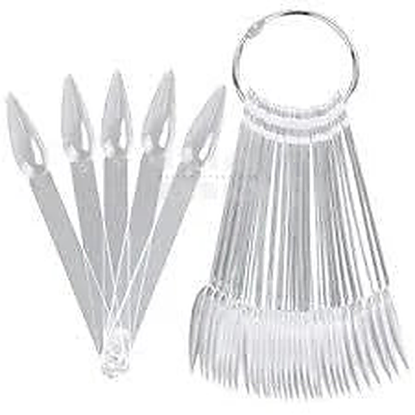 STILETTO Nail Tip CLEAR Polish Display w/ RING (40 pcs)