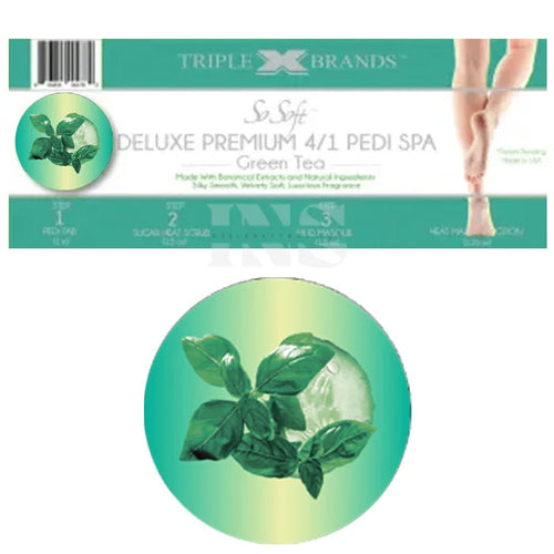 TRIPLE X Deluxe Premium 4 In 1 Pedi Spa Tray- Green Tea Cucumber 48/box