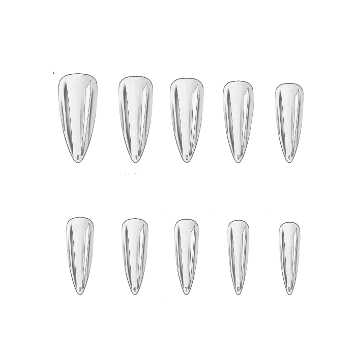 Usn tips stiletto - clear 10/pack - #00 - nail tips