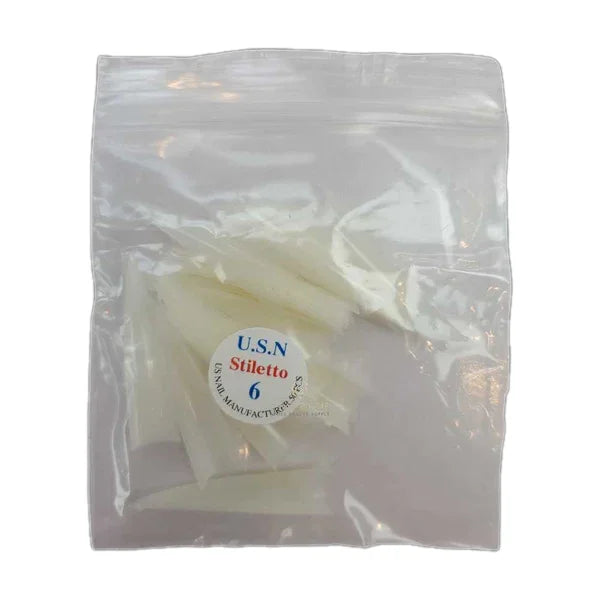 Usn tips stiletto - natural 10/pack - #06 - nail tips