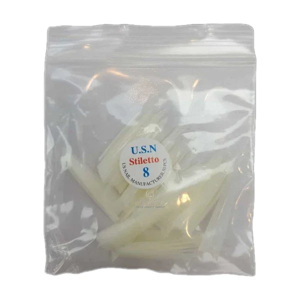 Usn tips stiletto - natural 10/pack - #08 - nail tips