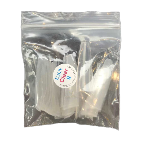 Usn tips straight coffin - clear 10/pack - #00 - nail tips
