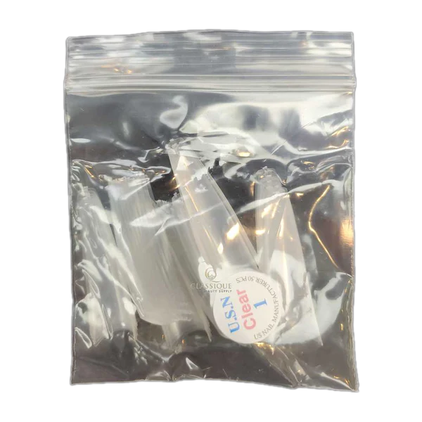 Usn tips straight coffin - clear 10/pack - #01 - nail tips
