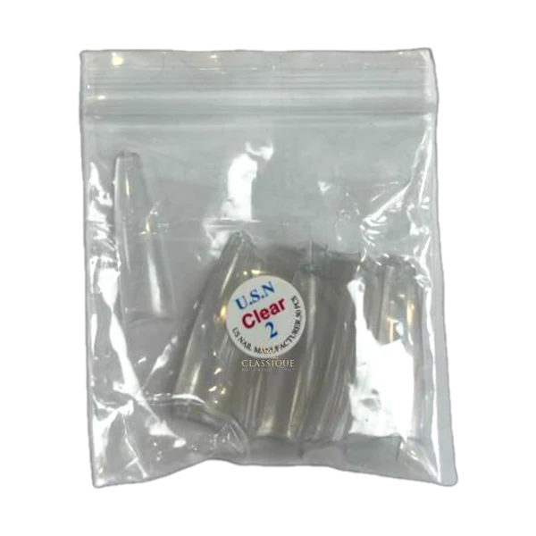 Usn tips straight coffin - clear 10/pack - #02 - nail tips
