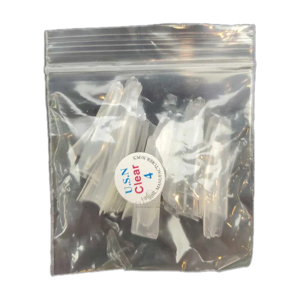 Usn tips straight coffin - clear 10/pack - #04 - nail tips