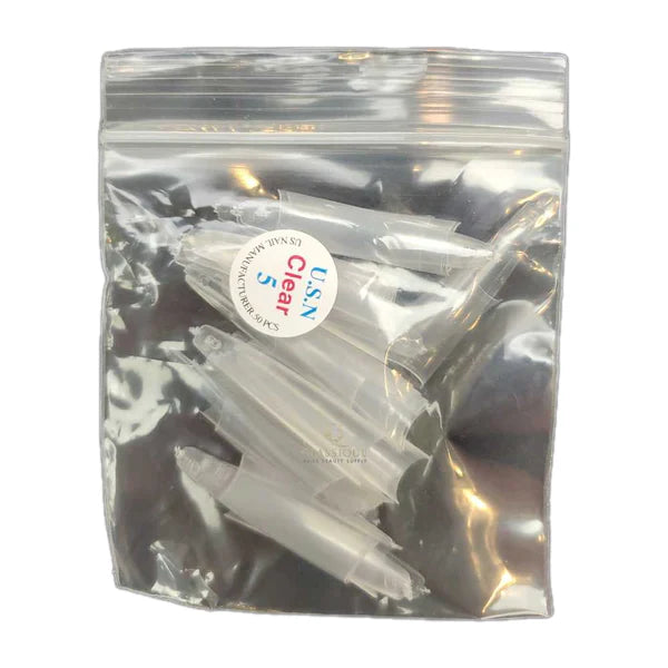 Usn tips straight coffin - clear 10/pack - #05 - nail tips