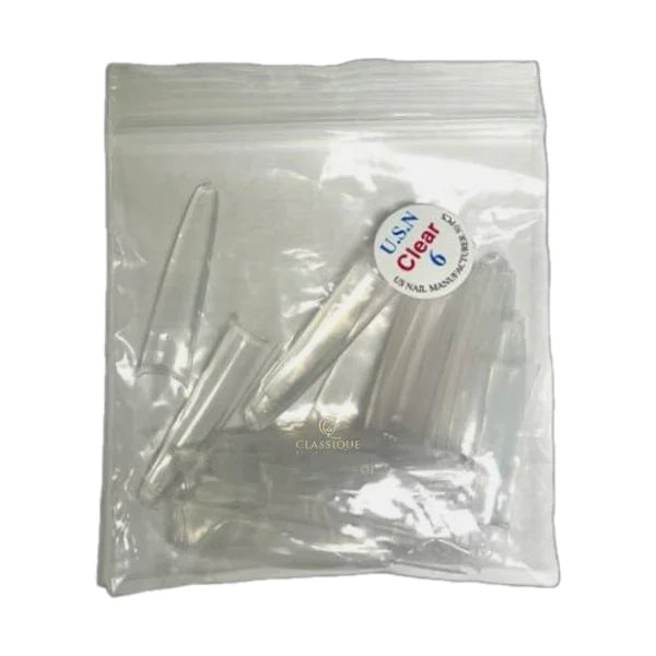 Usn tips straight coffin - clear 10/pack - #06 - nail tips