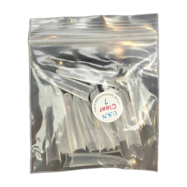 Usn tips straight coffin - clear 10/pack - #07 - nail tips