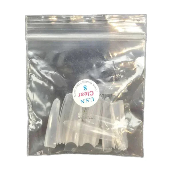 Usn tips straight coffin - clear 10/pack - #08 - nail tips