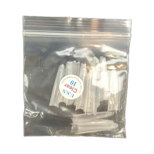 Usn tips straight coffin - clear 10/pack - #10 - nail tips