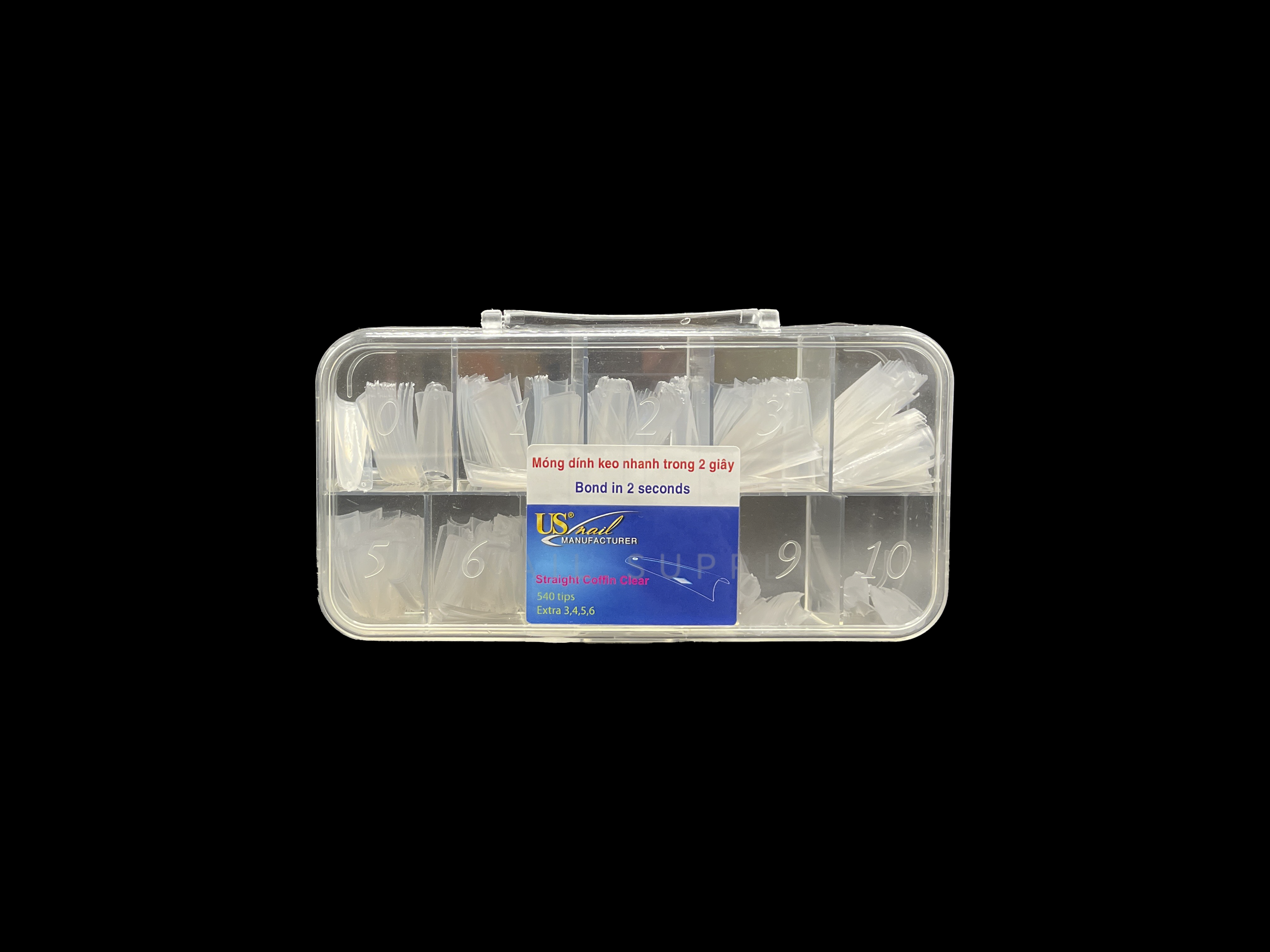 Usn tips straight coffin - clear box - nail tipss