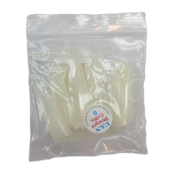 Usn tips straight coffin - natural 10/pack - #00 - nail tips