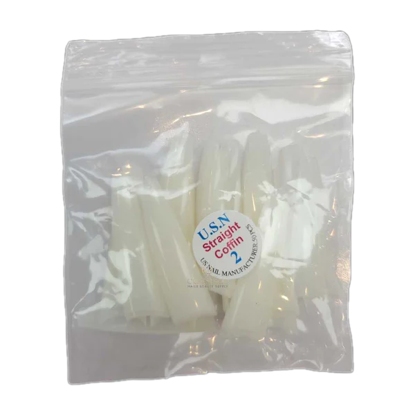Usn tips straight coffin - natural 10/pack - #02 - nail tips
