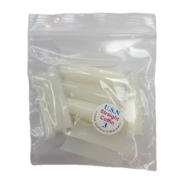 Usn tips straight coffin - natural 10/pack - #03 - nail tips