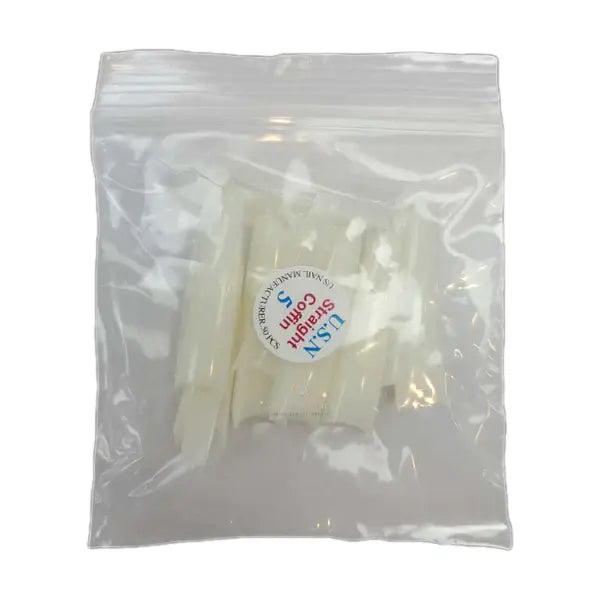 Usn tips straight coffin - natural 10/pack - #05 - nail tips