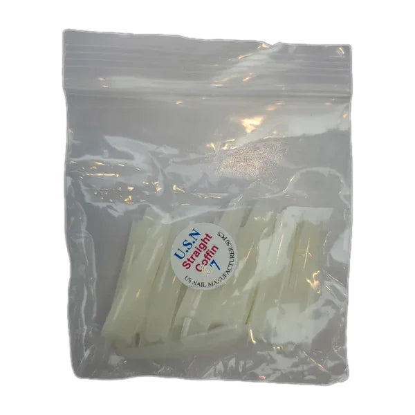 Usn tips straight coffin - natural 10/pack - #07 - nail tips