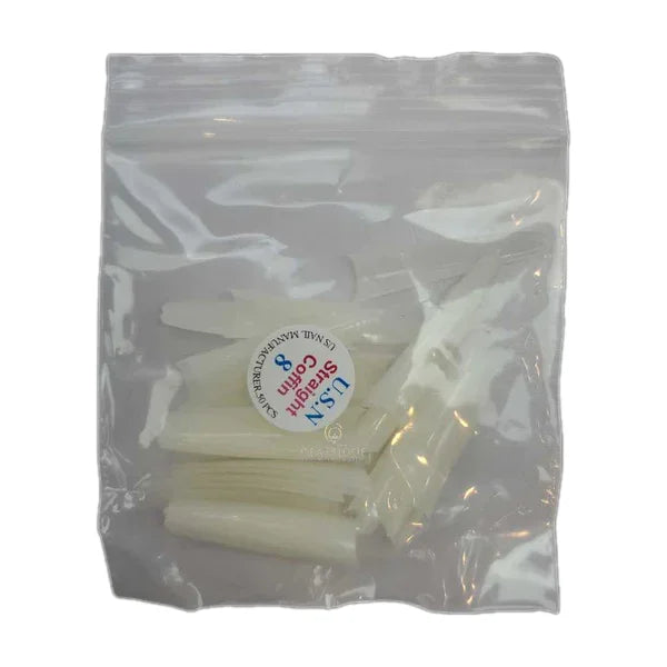 Usn tips straight coffin - natural 10/pack - #08 - nail tips