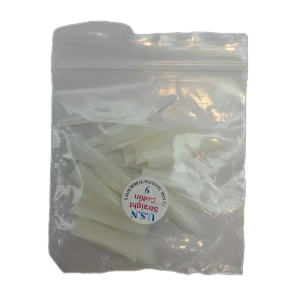 Usn tips straight coffin - natural 10/pack - #09 - nail tips