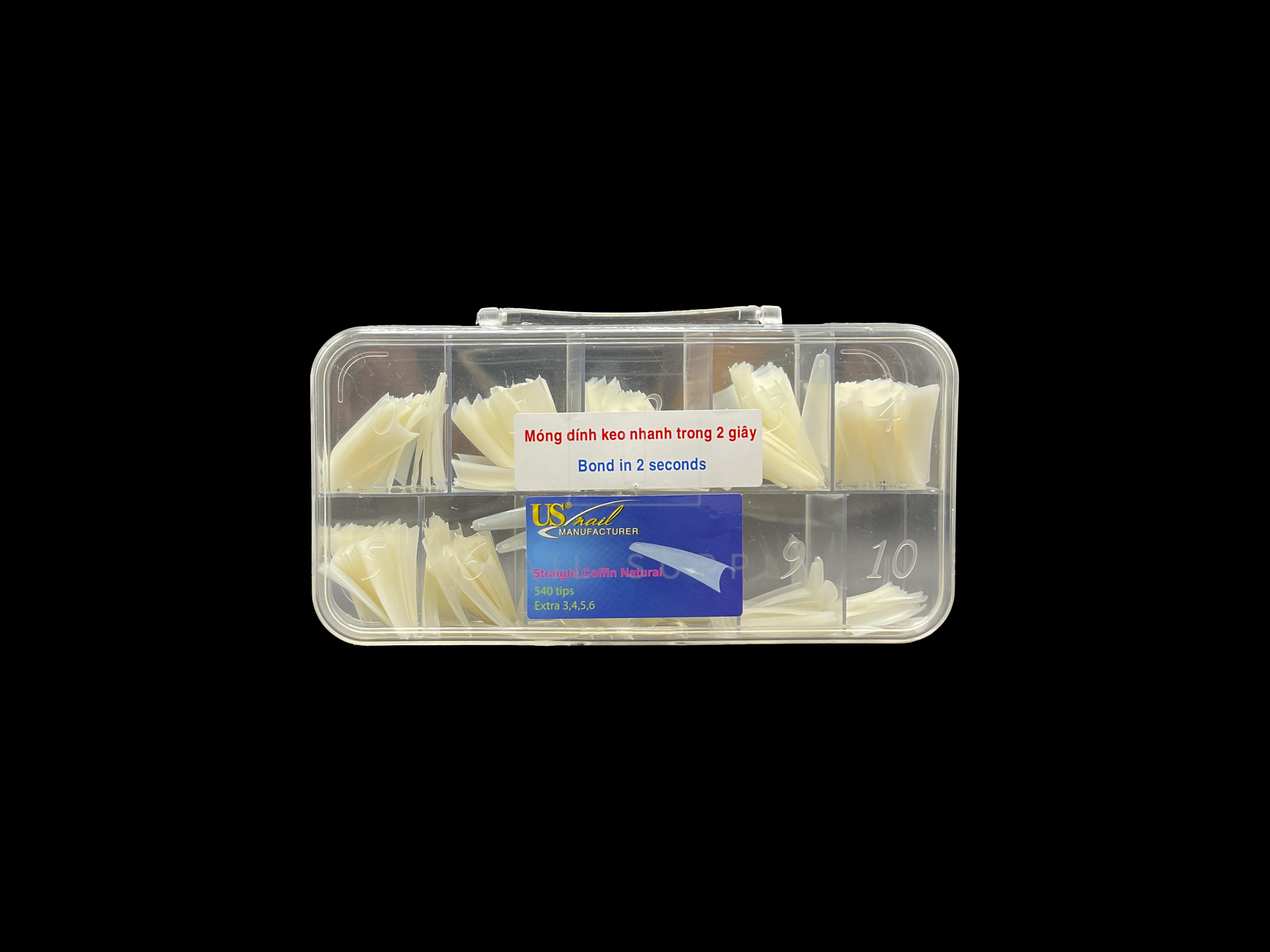 Usn tips straight coffin - natural box - nail tipss