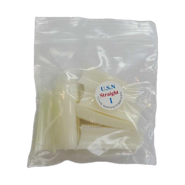 Usn tips straight - natural 10/pack - #01 - nail tips