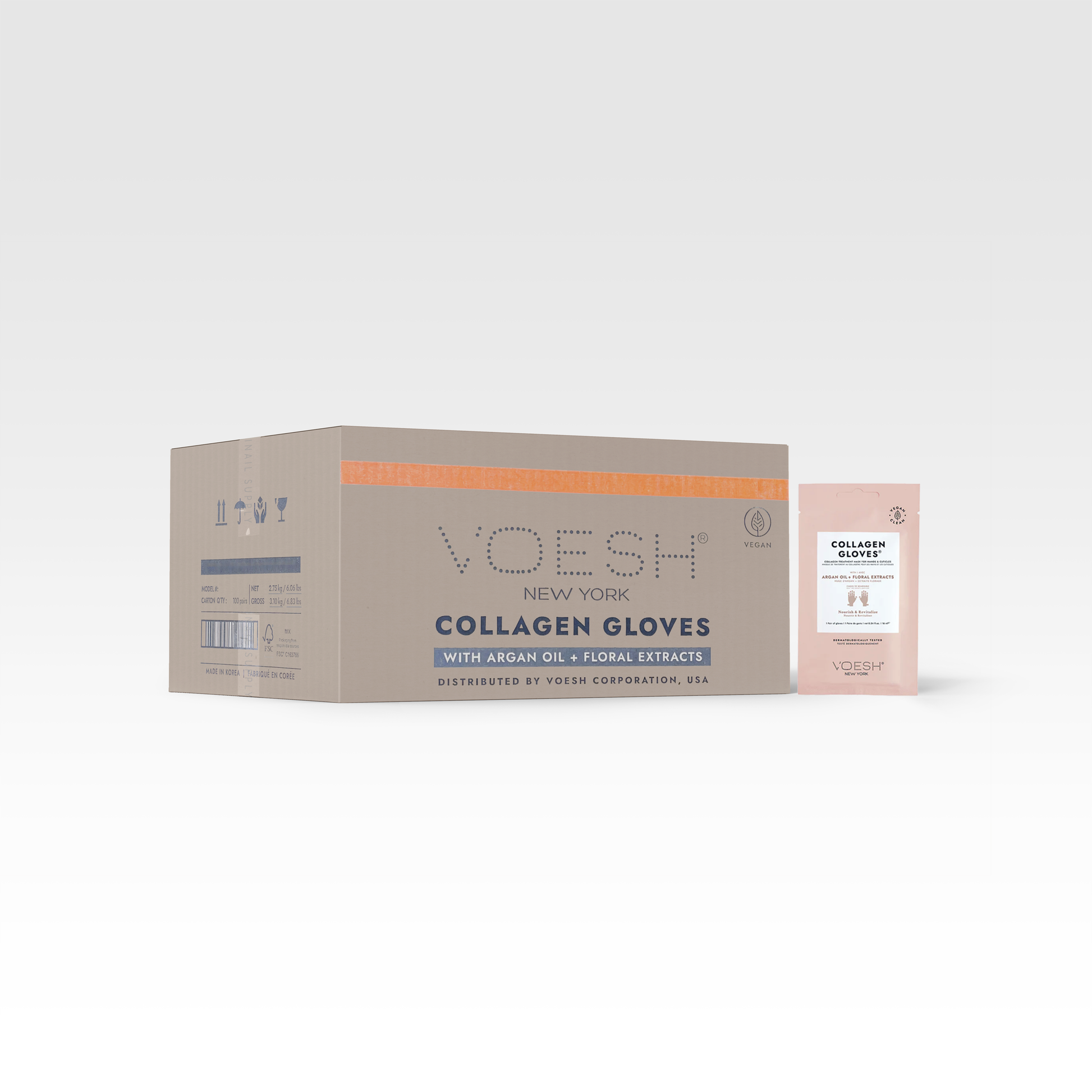 Voesh collagen mask gloves - 100/box - argan oil & floral