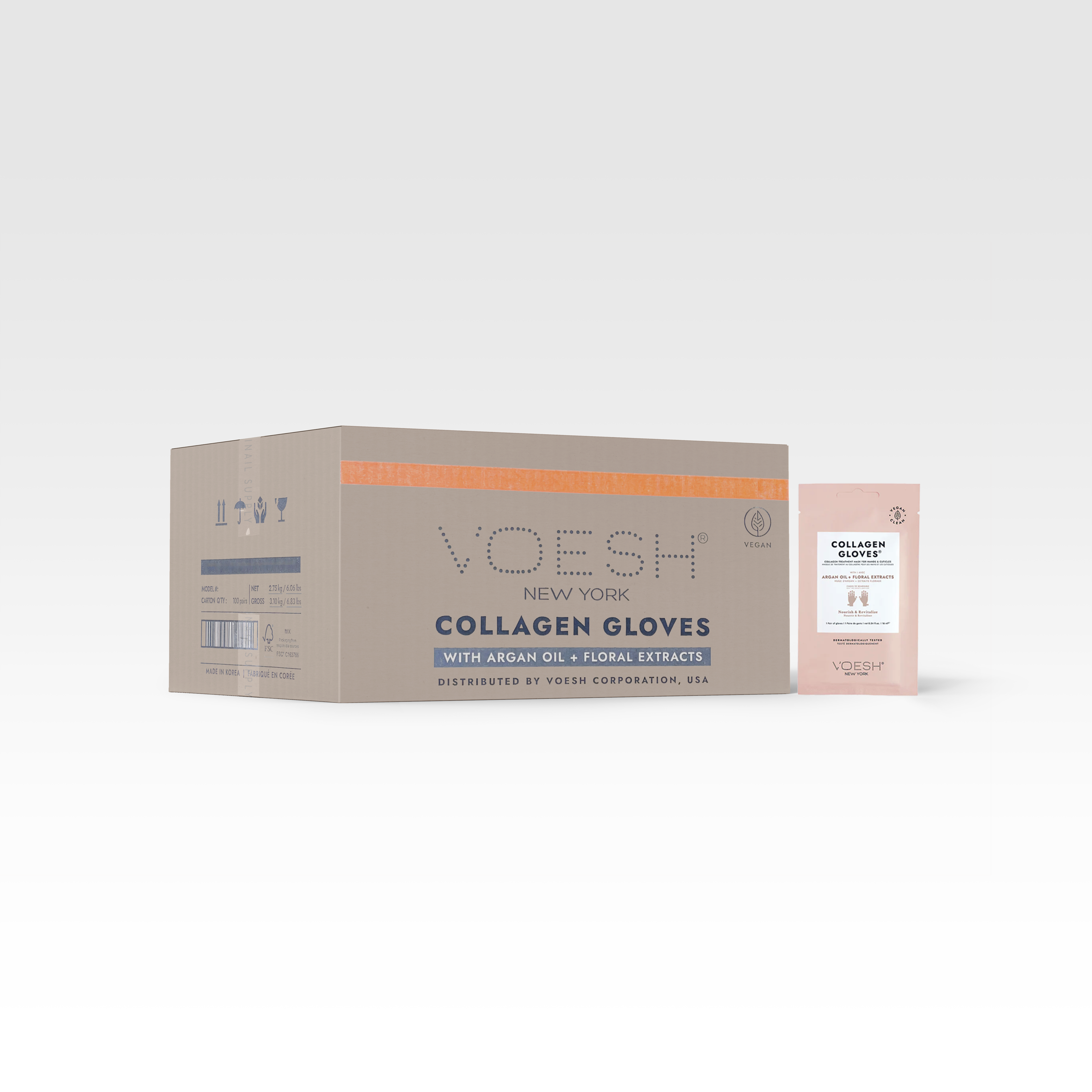 Voesh collagen mask gloves - 100/box - argan oil & floral