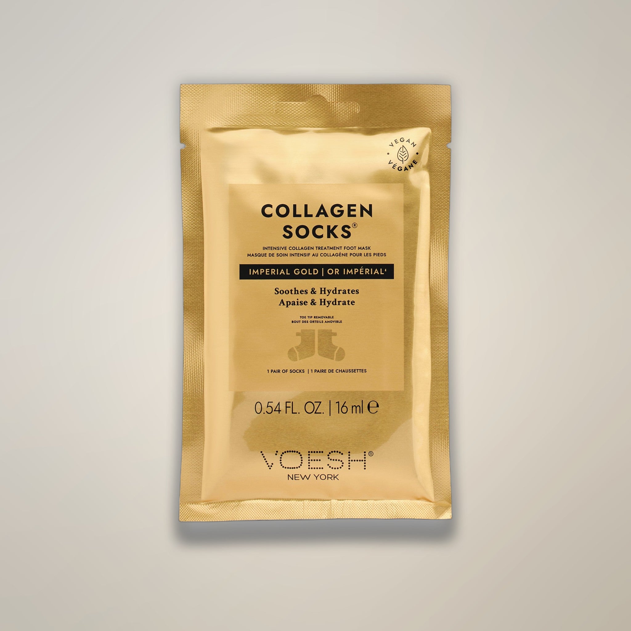 VOESH Collagen Mask Socks - Imperial 24k Gold Single