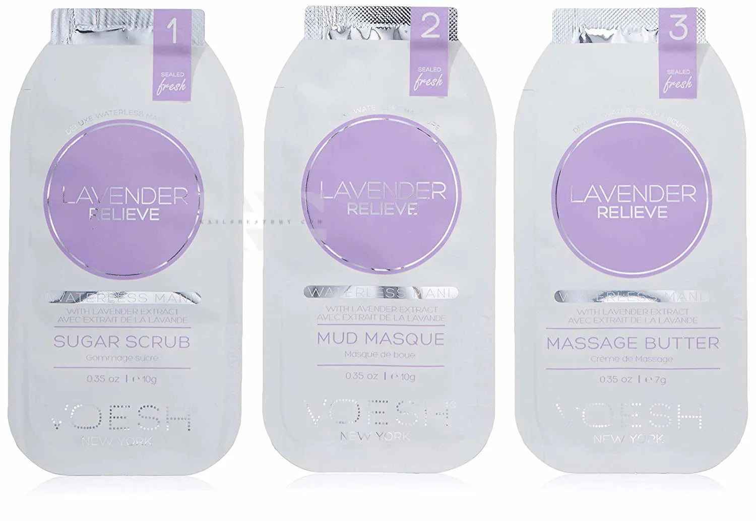 VOESH Mani In A Box Waterless 3 Step - Lavender 50/Box - Spa