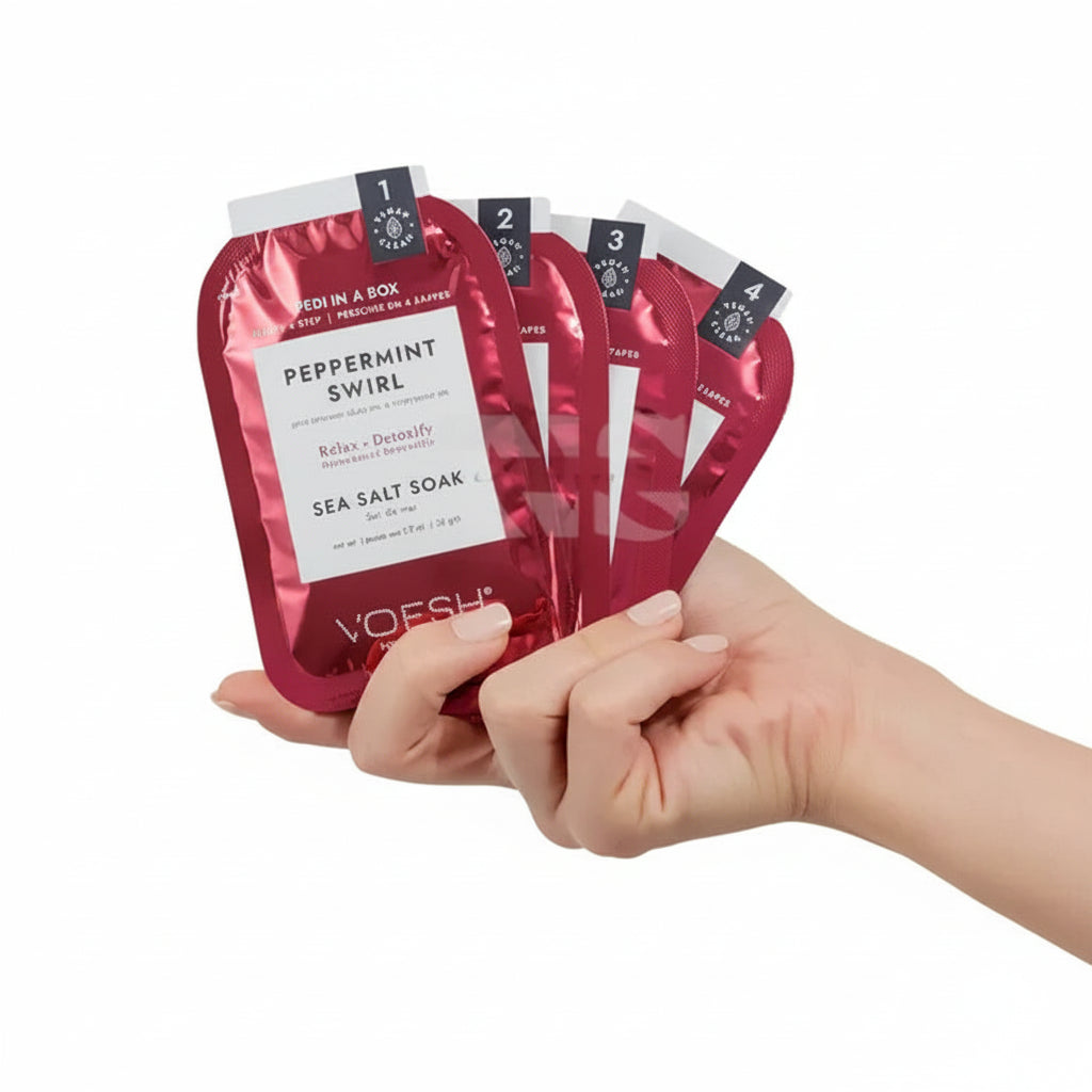 VOESH Pedi In A Box 4 Step - Peppermint Swirl 50/Box