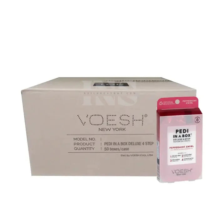 VOESH Pedi In A Box 4 Step - Peppermint Swirl 50/Box - Pedi