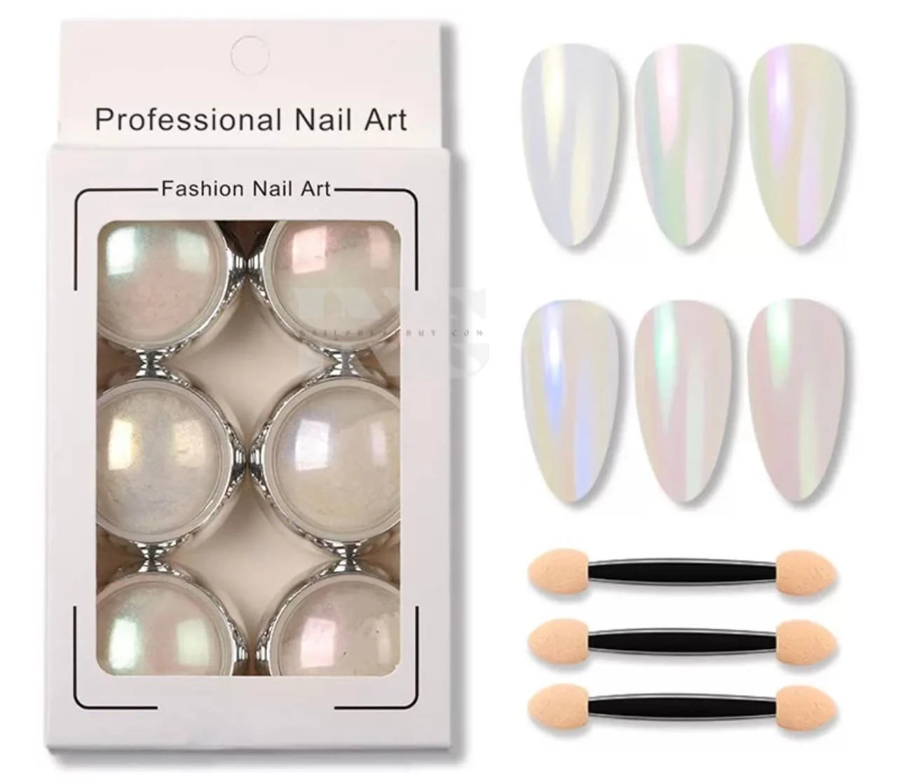 White Mirror Chrome 6/Set - Nail Tips