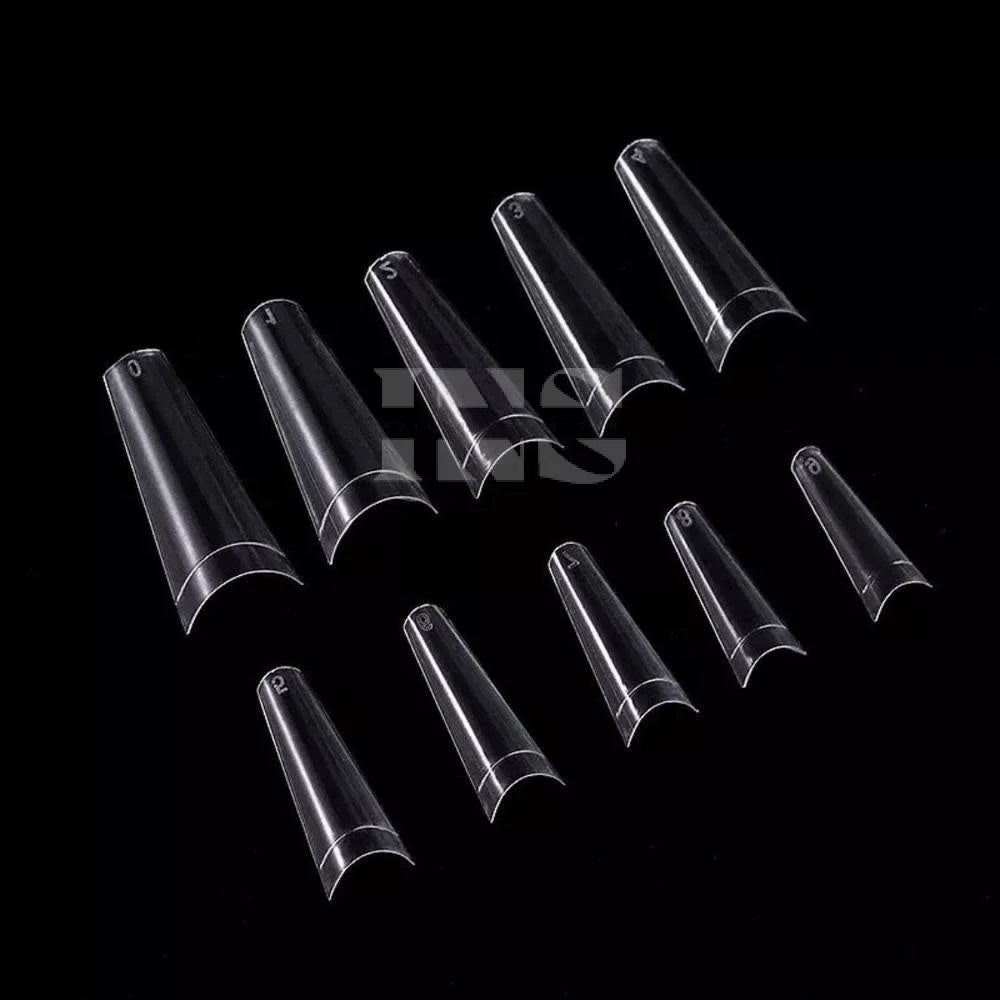 XXL COFFIN Clear Tips (0-9) 500 pcs (Buy5get1) - Nail Tip